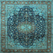 Square Medallion Light Blue Traditional Rug, tr389lblu