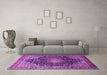 Machine Washable Medallion Purple Traditional Area Rugs in a Living Room, wshtr389pur