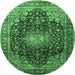 Round Medallion Emerald Green Traditional Rug, tr389emgrn