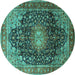 Round Medallion Turquoise Traditional Rug, tr389turq