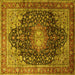 Square Medallion Yellow Traditional Rug, tr389yw