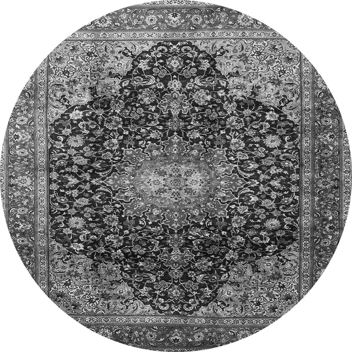 Machine Washable Medallion Gray Traditional Rug, wshtr389gry