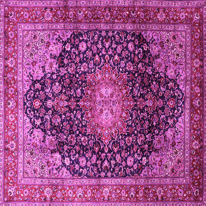 Square Machine Washable Medallion Pink Traditional Rug, wshtr389pnk