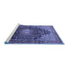 Sideview of Machine Washable Medallion Blue Traditional Rug, wshtr389blu