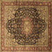 Square Medallion Brown Traditional Rug, tr389brn