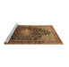 Sideview of Machine Washable Medallion Brown Traditional Rug, wshtr389brn