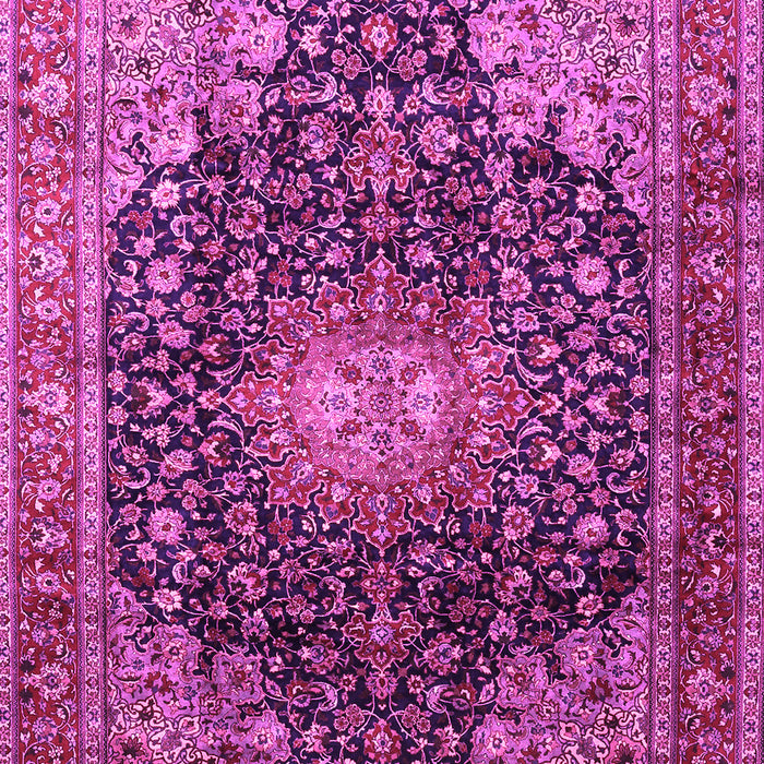 Machine Washable Medallion Pink Traditional Rug, wshtr389pnk