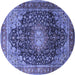 Round Medallion Blue Traditional Rug, tr389blu