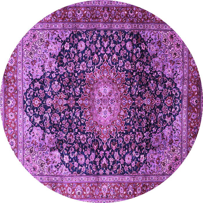Round Medallion Purple Traditional Rug, tr389pur