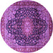 Round Medallion Purple Traditional Rug, tr389pur