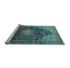 Sideview of Machine Washable Medallion Light Blue Traditional Rug, wshtr389lblu