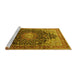 Sideview of Machine Washable Medallion Yellow Traditional Rug, wshtr389yw