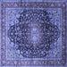 Square Medallion Blue Traditional Rug, tr389blu