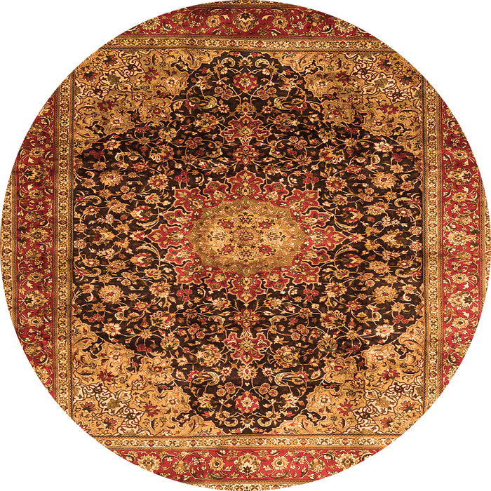 Machine Washable Medallion Orange Traditional Area Rugs, wshtr389org