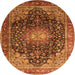 Machine Washable Medallion Orange Traditional Area Rugs, wshtr389org