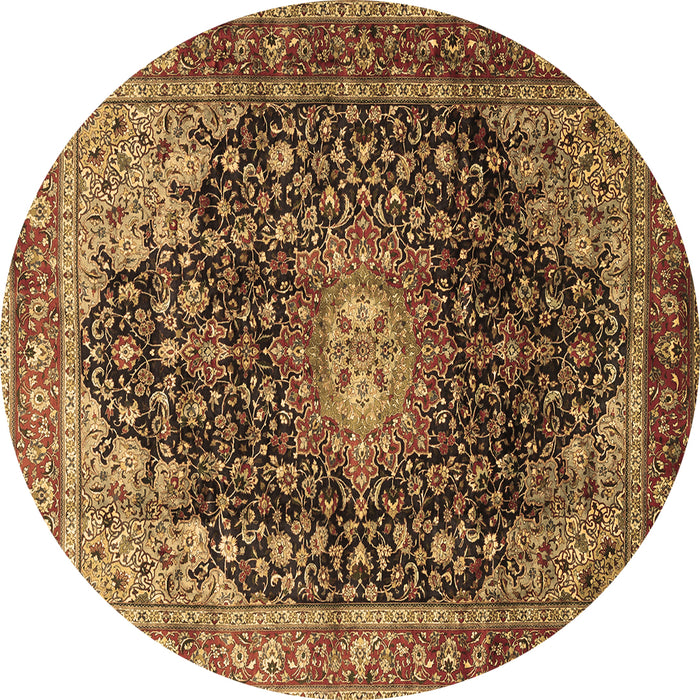 Round Medallion Brown Traditional Rug, tr389brn