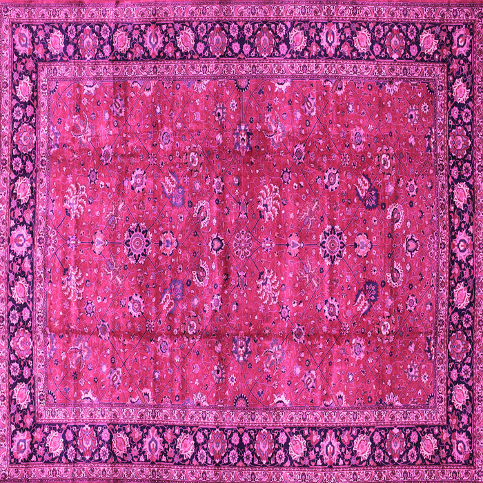 Square Machine Washable Oriental Pink Traditional Rug, wshtr38pnk