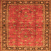 Round Machine Washable Oriental Orange Traditional Area Rugs, wshtr38org