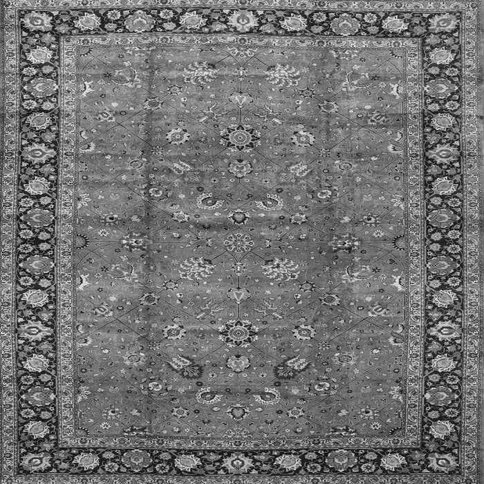 Round Machine Washable Oriental Gray Traditional Rug, wshtr38gry