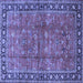 Square Machine Washable Oriental Blue Traditional Rug, wshtr38blu