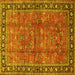 Square Machine Washable Oriental Yellow Traditional Rug, wshtr38yw