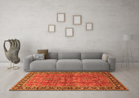 Machine Washable Oriental Orange Traditional Rug, wshtr38org