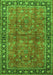 Serging Thickness of Machine Washable Oriental Green Traditional Area Rugs, wshtr38grn