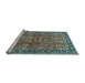 Sideview of Machine Washable Oriental Light Blue Traditional Rug, wshtr38lblu