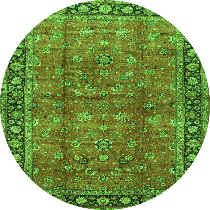 Square Oriental Green Traditional Rug, tr38grn