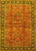 Machine Washable Oriental Yellow Traditional Rug, wshtr38yw