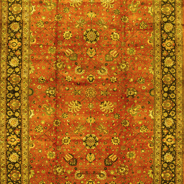 Machine Washable Oriental Yellow Traditional Rug, wshtr38yw