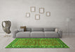 Machine Washable Oriental Green Traditional Area Rugs in a Living Room,, wshtr38grn