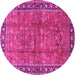 Round Oriental Pink Traditional Rug, tr38pnk