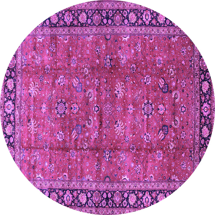 Round Machine Washable Oriental Purple Traditional Area Rugs, wshtr38pur