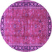 Round Machine Washable Oriental Purple Traditional Area Rugs, wshtr38pur