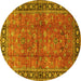 Round Oriental Yellow Traditional Rug, tr38yw