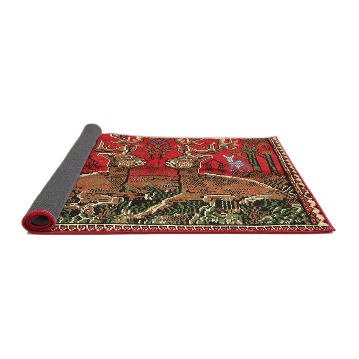 Sideview of Traditional Red Animal Rug, tr390