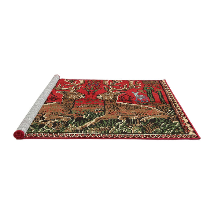 Sideview of Machine Washable Traditional Tomato Red Rug, wshtr390