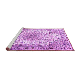 Sideview of Machine Washable Medallion Purple Traditional Area Rugs, wshtr3900pur