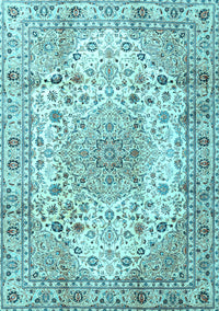 Medallion Light Blue Traditional Rug, tr3900lblu