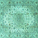 Square Medallion Turquoise Traditional Rug, tr3900turq