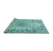 Sideview of Machine Washable Medallion Light Blue Traditional Rug, wshtr3900lblu