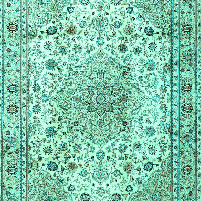 Machine Washable Medallion Turquoise Traditional Area Rugs, wshtr3900turq