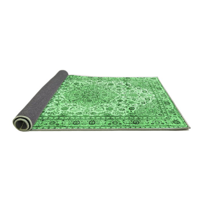 Sideview of Medallion Emerald Green Traditional Rug, tr3900emgrn