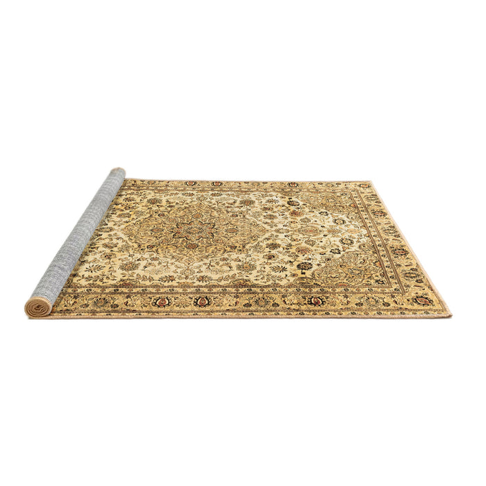 Sideview of Machine Washable Medallion Brown Traditional Rug, wshtr3900brn