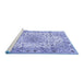 Sideview of Machine Washable Medallion Blue Traditional Rug, wshtr3900blu