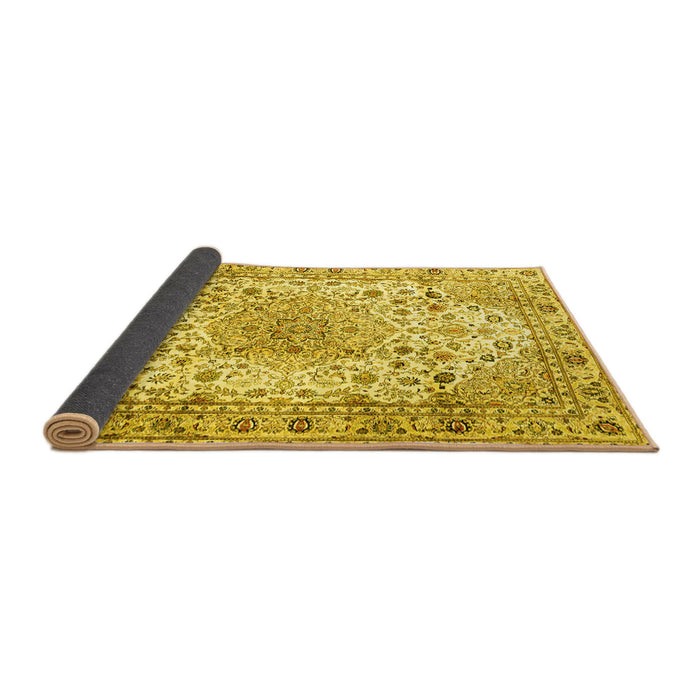 Sideview of Medallion Yellow Traditional Rug, tr3900yw