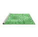 Sideview of Machine Washable Medallion Emerald Green Traditional Area Rugs, wshtr3900emgrn