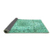 Sideview of Medallion Turquoise Traditional Rug, tr3900turq