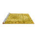 Sideview of Machine Washable Medallion Yellow Traditional Rug, wshtr3900yw